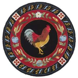   Chanticler Rooster II 3 ft round hand hooked area rug