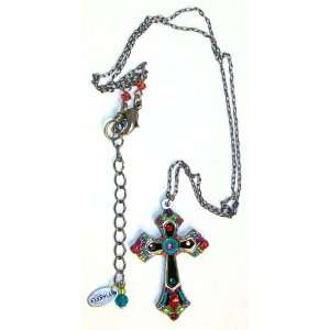   Large Multicolor Mosaic Cross 16 Necklace and Pendant Jewelry