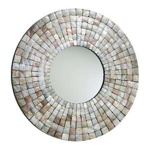  Large Mother of Pearl Mosaic Tiled Round Mirror