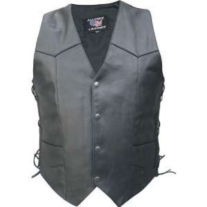  Mens Motorcycle Leather Vest w/ Side Laces Automotive