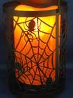 Black Metal Spiders Web Lantern Orange Flameless Candle