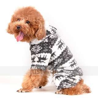Pet Dog Doggie Puppy Clothes Snowflake Deer Warm Soft Hoody Jumpsuit 