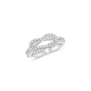  0.60 Cts Diamond Love Knot Ring in 14K White Gold 7.0 