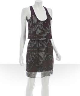 Robert Rodriguez wine silk double layer lace trim dress  BLUEFLY up 
