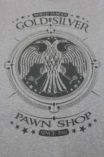 World Famous Gold & Silver Pawn Gray Eagle Crest T Shirt NEW DESIGN 