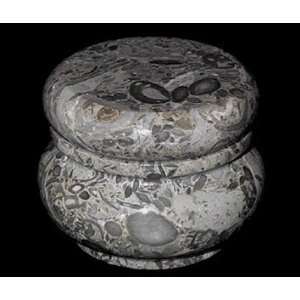    Fossil Stone Carved Trinket Box, Brown Marble Box: Home & Kitchen