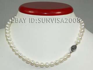 NATURAL 8 9MM WHITE AKOYA PEARLS NECKLACE 17  