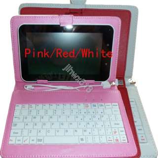 white/Red/Pink Leather Case of usb Keyboard for 7 inch MID Tablet PC 