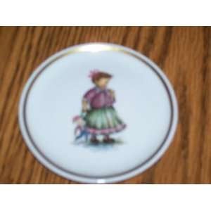   Museum Miniature Plate, 1980, Little Girl in Green & Pink Holding Doll