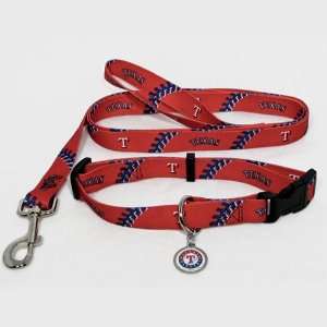   Texas Rangers Pet Set Dog Leash Collar ID Tag LARGE: Sports & Outdoors