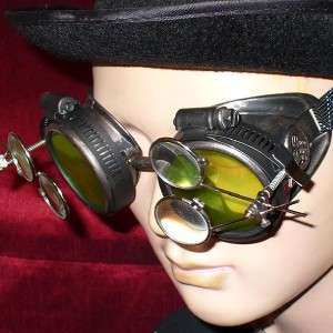 Steampunk Goggles Glasses magnifying lens Pewter LM D  
