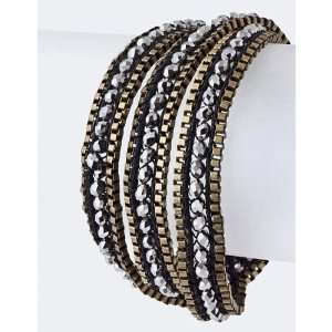 Silver Jewel Studded Multi Strand Wrap Bracelet   20 Length with 