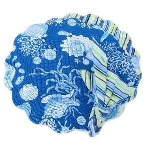  Blue Shells 17 Round Quilted Placemat and Cloth Napkin Set 