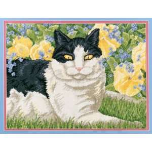  Purring in Pansies Needlepoint Kit Arts, Crafts & Sewing