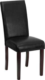 Black Leather Parsons Dining Restaurant Chairs  
