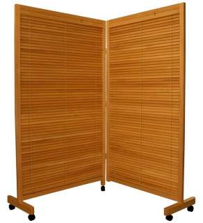   Furniture 5 ft. Tall Wooden Shutter Folding Room Divider Honey  