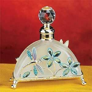    Crystal Jeweled Blue Dragonfly Perfume Bottle 