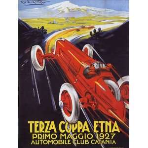   ETNA 1927 AUTOMOBILE CLUB CATANIA ITALY SMALL VINTAGE POSTER REPRO