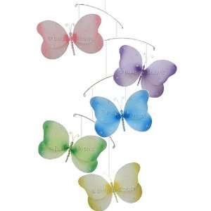  Pink Purple Yellow Blue Green Sparkle Butterfly Mobile 