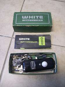 VINTAGE WHITE BRAND BUTTONHOLER SEWING MACHINE IN THE ORIGINAL BOX 
