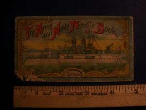 Antique Vintage Army Navy Sewing Needle Book USS Iowa  