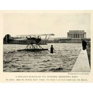 1923 Print Seaplane Pontoon Aircraft Washington D. C. Lincoln Memorial 