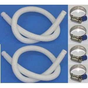  (2) Intex 1.25 in. Pool Replacement Hoses w/4 Hose Clamps 