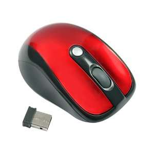   Red Wireless Portable Optical Mouse USB 2.0 Receiver US Electronics