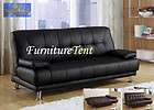 Modern Black or Brown Bycast Leather Arm Futon Sofa Bed Sleeper
