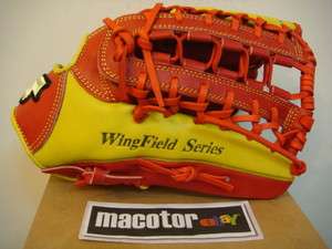   Wingfield 13 Outfield Baseball / Softball Glove Yellow Red RHT  