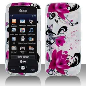 Red Pink Flower on White Snap on Hard Skin Shell Protector Faceplate 
