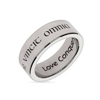Love Conquers All Stainless Steel Poesy Ring Size 12 (Sizes 5 6 7 8 10 