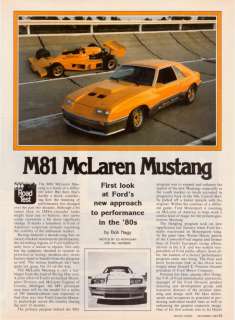 1981 M81 McLaren Mustang Road Test & Technical Data  