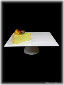 New White Porcelain Square Pedestal Cake Plate Stand  
