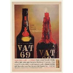  1961 Vat 69 Scotch Whisky Bottle Candle Print Ad (51365 