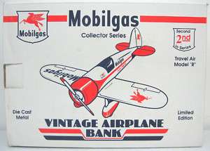 Spec Cast Mobilgas Diecast Metal Vintage Airplane Bank  