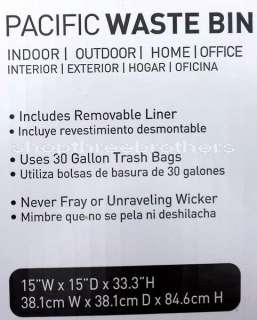 New Artificial Wicker Trash Can Bin Waste Basket Deck Outdoor Patio 30 