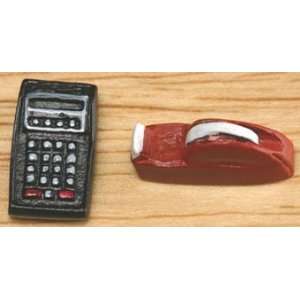    Dollhouse Miniature Tape Dispenser and Calculator Toys & Games