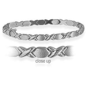 Ladies Xs & Os Sterling Silver Satin Finished Designer Bracelet
