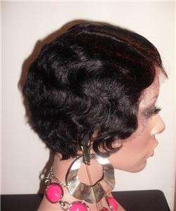 SPECIAL BUY 100% Human Hair Short Finger Wave Wavy Front Lace Wig 