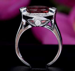   Tourmaline .18ct VS Diamond 9K White Gold Engagement Gem Ring  