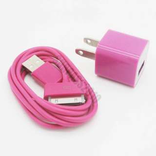 AC Car vehicle Charger& USB Data Cable cord for iPod Touch iPhone 4 4G 