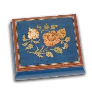   Royal Blue Hand Made Reuge Floral Musical Jewelry Box: Everything Else