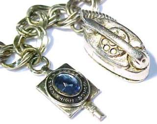 Vintage 7 1/8 Sterling Silver Charm Bracelet w/ 4 Mixed Theme Charms 
