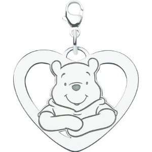   Sterling Silver Disney Winnie the Pooh Heart Lobster Clasp Charm