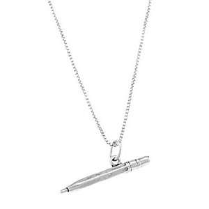  Sterling Silver Three Dimensional Writers Pen Necklace 