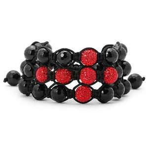   Red Swarovski Crystal Cross Beads Jabari Disco Ball Bracelet Jewelry