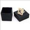 Wooden scrabble tiles letter adjustable ring letter K  