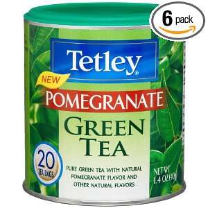 Tetley Pomegranate Green Tea, 20 Count Tea Bags (Pack of 6)