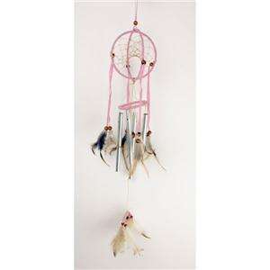 SMALL PINK DREAM CATCHER WITH WIND CHIMES NIB  